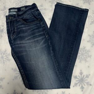 BKE Men's Dark Blue Bootcut Jeans